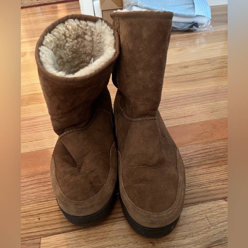 UGG Tan Suede Boots with Cream Shearling